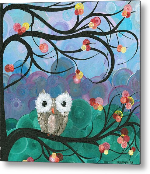 Owls Metal Print featuring the painting Owl Expressions - 03 by MiMi Stirn