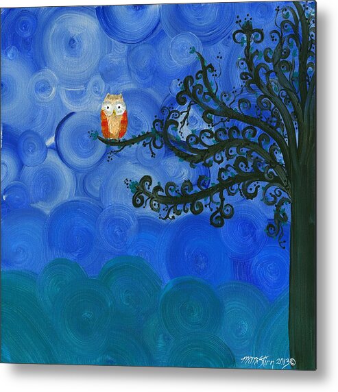 Owls Metal Print featuring the painting Owl Singles - 01 by MiMi Stirn