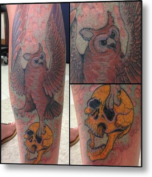 owl #skull #tattoo #tattoos Metal Print by Chris Lombardi - Instaprints