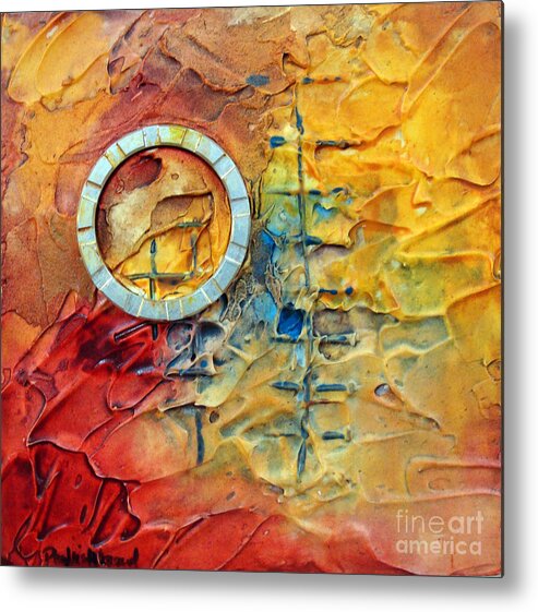 Abstract Metal Print featuring the mixed media Panel Nine by Phyllis Howard