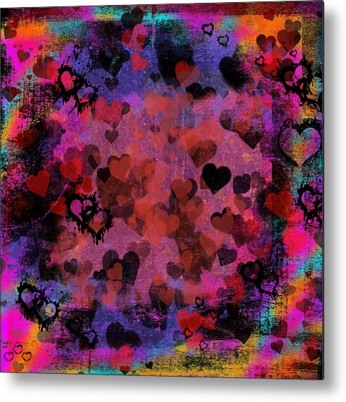 Valentine Metal Print featuring the mixed media Passionate Hearts I by Marianne Campolongo