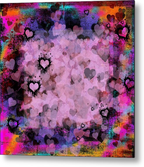 Pink Metal Print featuring the mixed media Passionate Hearts II by Marianne Campolongo