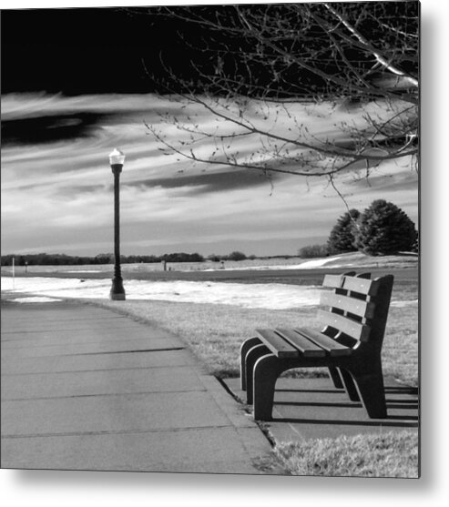 Bench Metal Print featuring the photograph Pause by Don Spenner