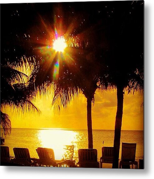 Palm Trees Metal Print featuring the photograph Peace Love and Sunsets by J Lopez