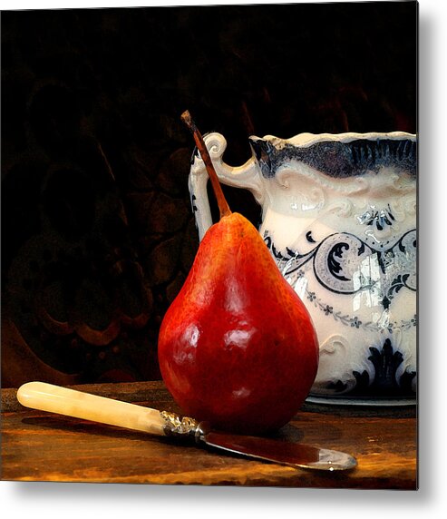 Pear Metal Print featuring the photograph Pear Pitcher Knife by Karen Lynch