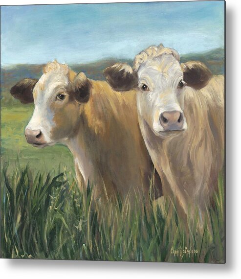 Cows Metal Print featuring the painting Pete and Repete by Cheri Wollenberg