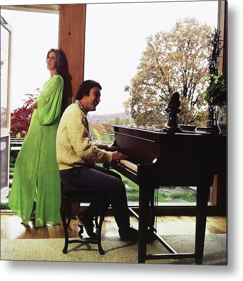Indoors Metal Print featuring the photograph Peter And Cheray Duchin With A Piano by Horst P. Horst