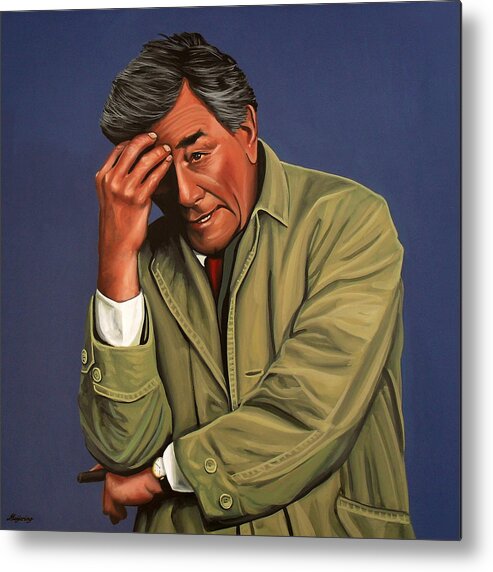 Peter Falk Metal Print featuring the painting Peter Falk as Columbo by Paul Meijering