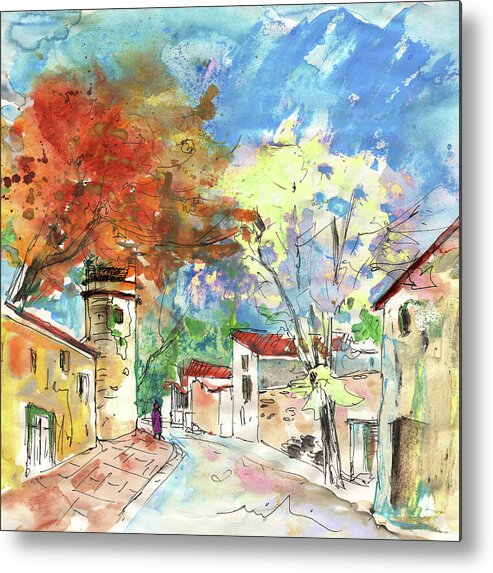 Travel Sketch Metal Print featuring the painting Pezens 03 by Miki De Goodaboom