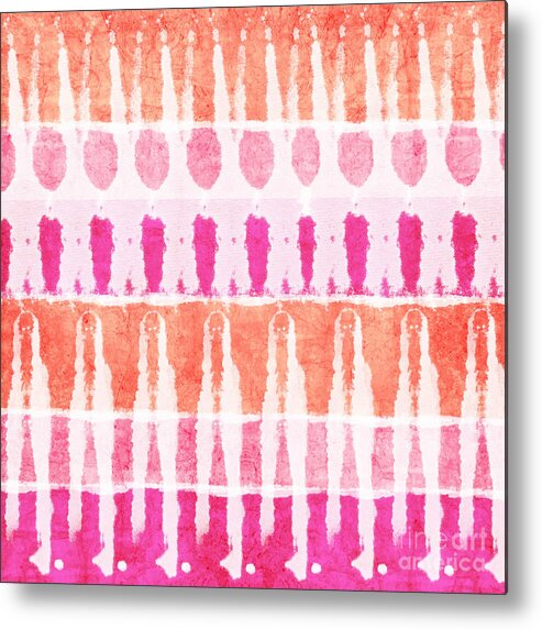 Pink Metal Print featuring the painting Pink and Orange Tie Dye by Linda Woods