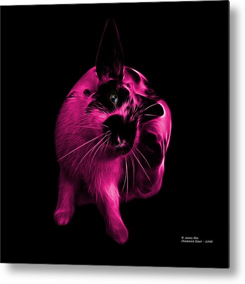 Rabbit Metal Print featuring the digital art Pink Checkered Giant Rabbit - 2540 by James Ahn