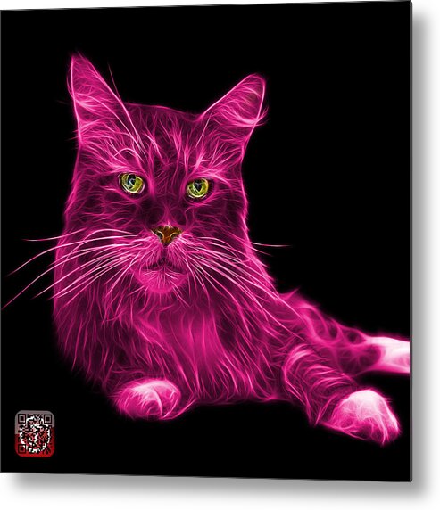 Cat Metal Print featuring the painting Pink Maine Coon Cat - 3926 - BB by James Ahn
