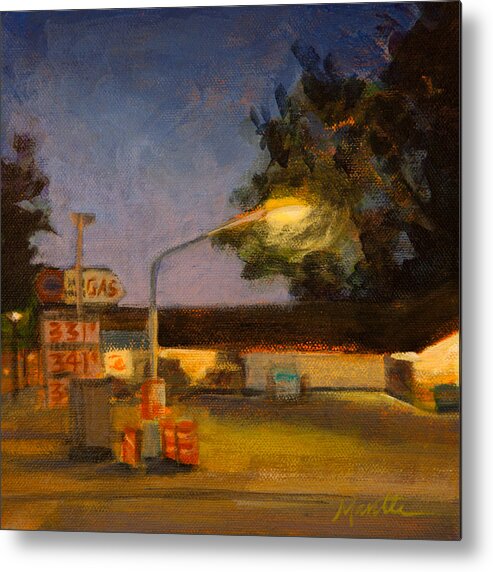 Gas Station Metal Print featuring the painting Pit Stop by Athena Mantle