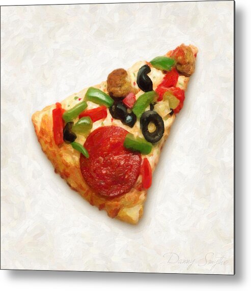 Pizza Metal Print featuring the painting Pizza Slice by Danny Smythe