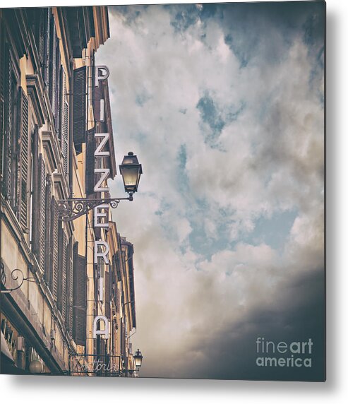 Restaurant Metal Print featuring the photograph Pizzeria sign in Italy by Sophie McAulay