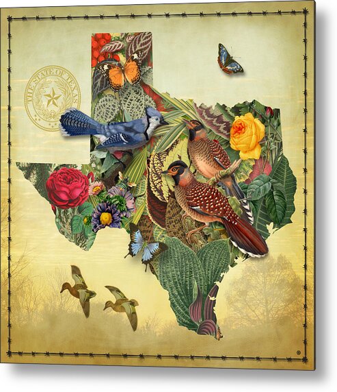 Maps Metal Print featuring the painting Nature Map of Texas by Gary Grayson