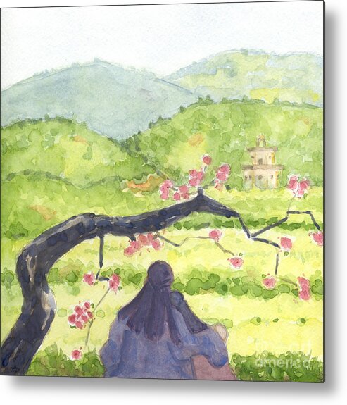 Plumb Metal Print featuring the painting Plumb Blossom Love by Lilibeth Andre