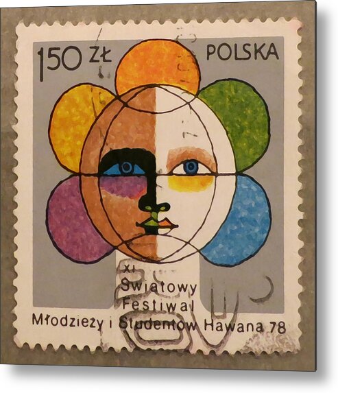 Poland Metal Print featuring the photograph Polish Stamp - World Festival of Youth and Students in Havana 1978 by Patricia Januszkiewicz