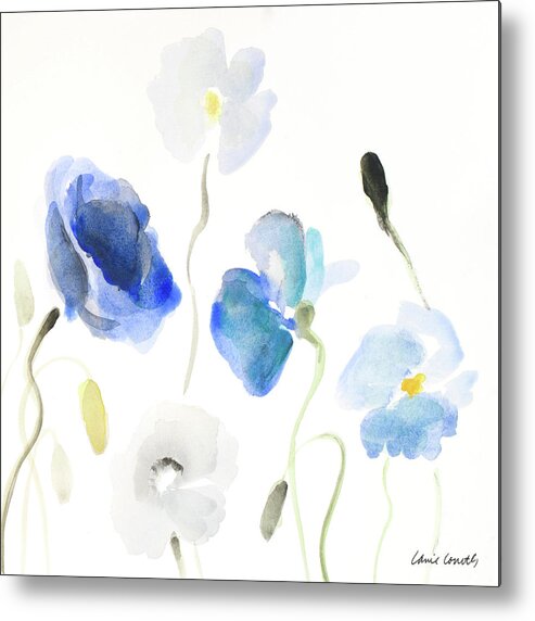 Poppies Metal Print featuring the painting Poppies In The Blues II by Lanie Loreth