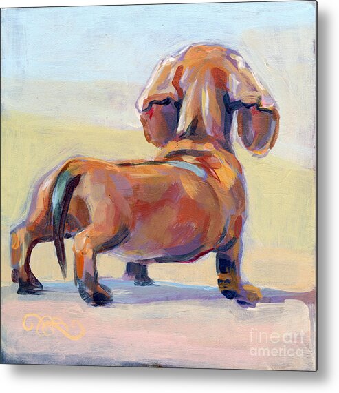 Daschund Metal Print featuring the painting Puppy Butt by Kimberly Santini