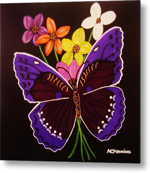 Purple Butterfly Art Prints Metal Print featuring the painting Purple Butterfly by Celeste Manning