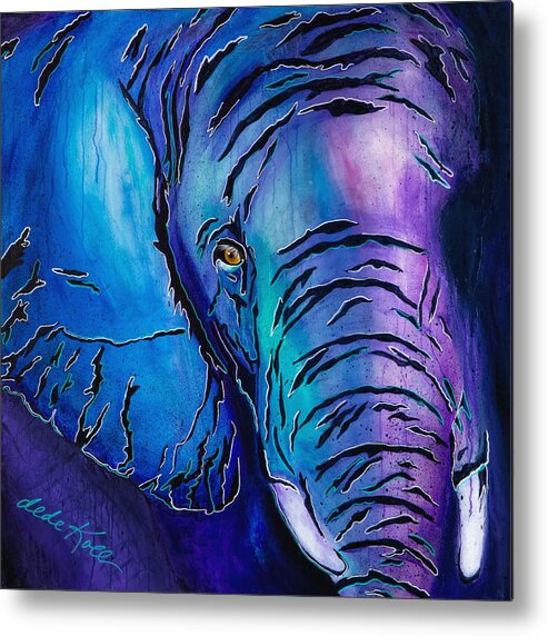 Acrylic Metal Print featuring the painting Purple Elephant by Dede Koll