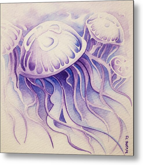 Jelly Fish Metal Print featuring the painting Purpura Jellyfish by William Love