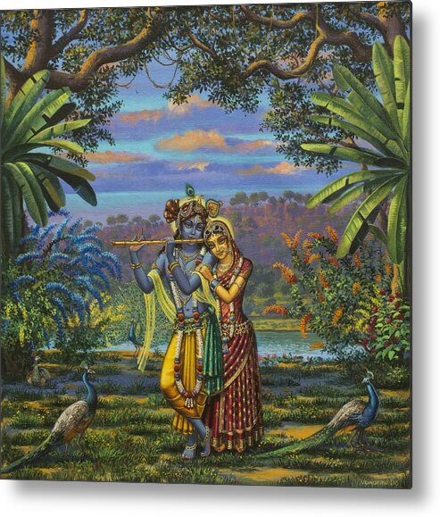 Radha Metal Print featuring the painting Radha Krishna by Vrindavan Das