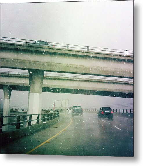 Built Structure Metal Print featuring the photograph Rainy Day On Freeway by Chasing Light Photography Thomas Vela