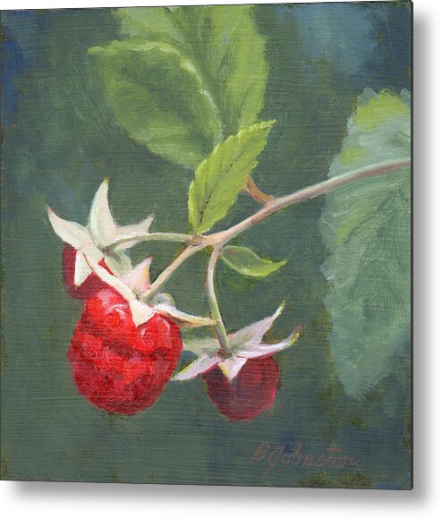 Raspberry Metal Print featuring the painting Raspberries by Beth Johnston