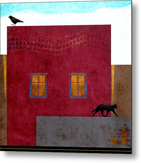 Raven Metal Print featuring the photograph Raven and Cat by Carol Leigh
