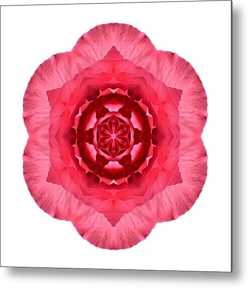 Flower Metal Print featuring the photograph Red Begonia I Flower Mandala White by David J Bookbinder