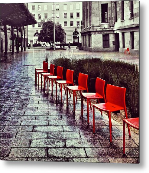 Metal Print featuring the photograph Red Chairs At Mint Plaza by Julie Gebhardt