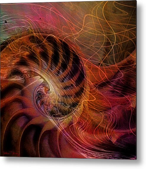 Nautilus Metal Print featuring the digital art Red Nautilus by Barbara Berney
