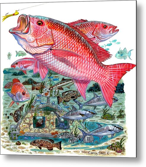 Snapper Metal Print featuring the painting Red Snapper by Carey Chen