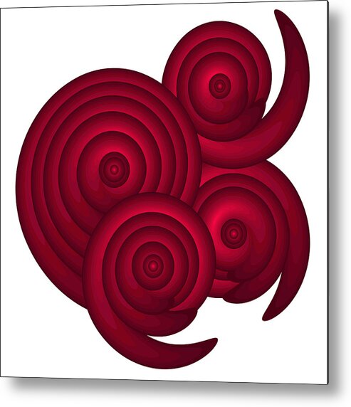 Red Metal Print featuring the painting Red Spirals by Frank Tschakert