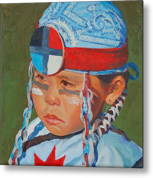 Native American Metal Print featuring the painting Red Star by Christine Lytwynczuk