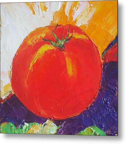 Ripe Metal Print featuring the painting Paris' Ripe Red Tomato by Paris Wyatt Llanso