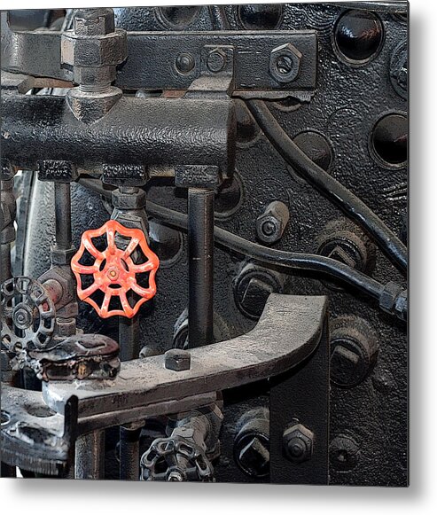Railroad Metal Print featuring the photograph Red Valve S P R R 1673 by Joe Kozlowski
