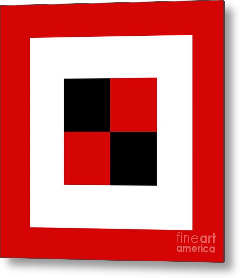 Andee Design Abstract Metal Print featuring the digital art Red White And Black 16 Square by Andee Design