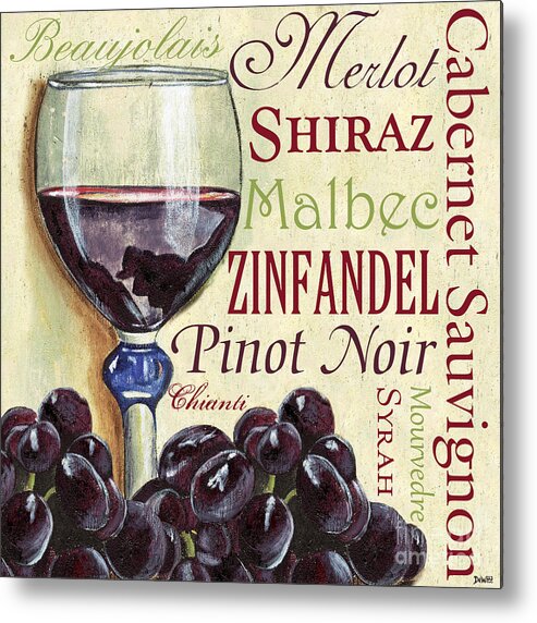 Wine Metal Print featuring the painting Red Wine Text by Debbie DeWitt