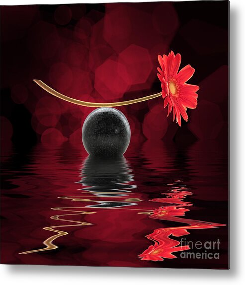 Zen Metal Print featuring the photograph Red zen gerbera by Delphimages Photo Creations
