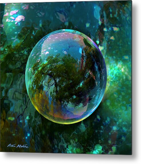 Orbs Metal Print featuring the painting Reticulated Dream Orb by Robin Moline