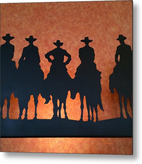 Cowboy Metal Print featuring the photograph Riding Into The Sunset by Patricia Januszkiewicz