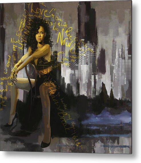 Rihanna Metal Print featuring the painting Rihanna by Corporate Art Task Force