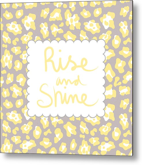Rise And Shine Metal Print featuring the mixed media Rise and Shine- yellow and grey by Linda Woods