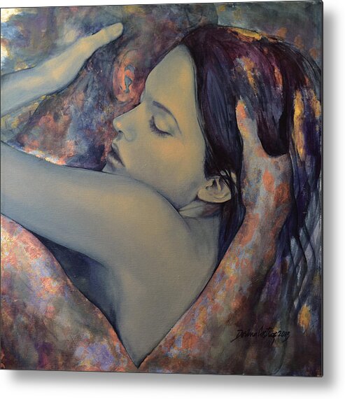 Fantasy Metal Print featuring the painting Romance with a Chimera by Dorina Costras