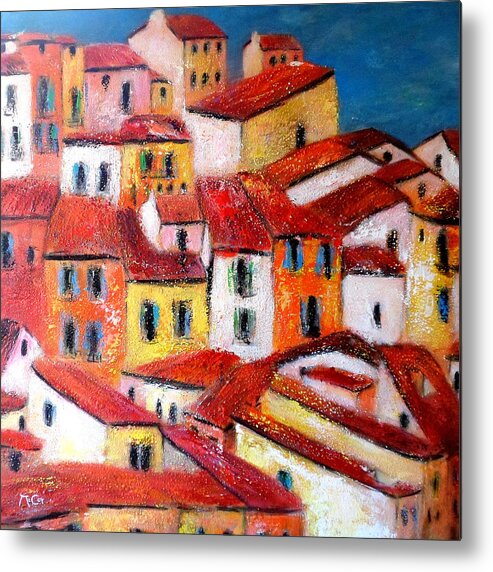 Impressionistic Metal Print featuring the painting Rooftops Collioure by K McCoy