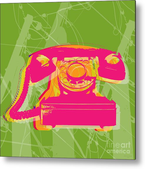 Pop Art Metal Print featuring the digital art Rotary phone by Jean luc Comperat