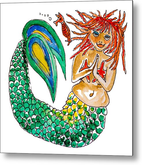 Mermaid Metal Print featuring the painting Rupert and Red by Kelly Smith